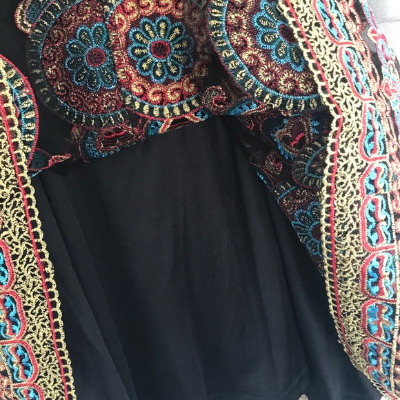 Colorful Embroidered Midi Skirt Sz L - Picture 4 of 4
